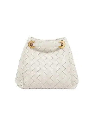Bottega Veneta Women's Small Parachute Intrecciato Leather Shoulder Bag - Chalk | Thumbnail 1 Bottega Veneta Women's Small Parachute Intrecciato Leather Shoulder Bag - Chalk | Thumbnail 1