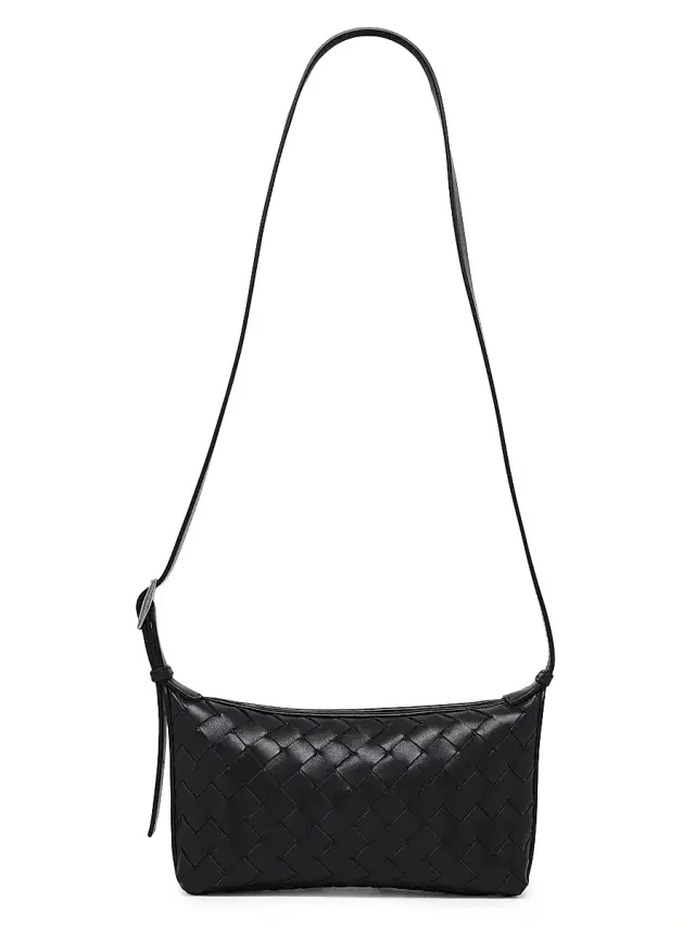 Bottega Veneta Men's Traveler Intrecciato Leather Phone Pouch - Black Silver
