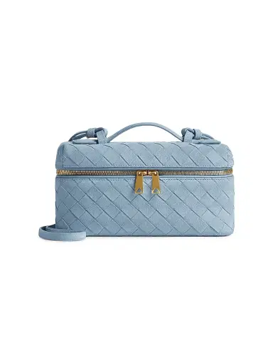 Bottega Veneta Women's Bang Bang Intrecciato Suede Vanity Case | Thumbnail 1 Bottega Veneta Women's Bang Bang Intrecciato Suede Vanity Case | Thumbnail 1