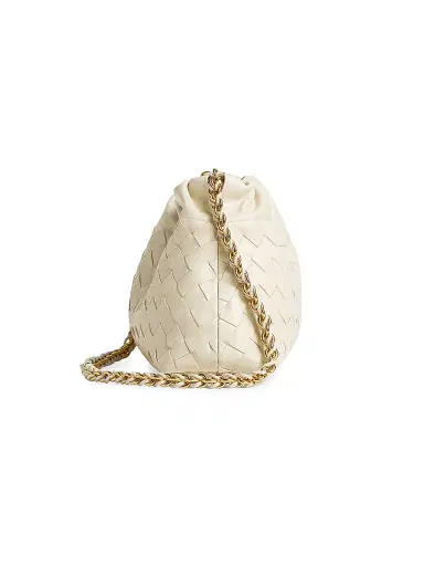 Bottega Veneta Women's Dustbag Notte Intrecciato Leather Chain Shoulder Bag - Sea Salt Brass | Thumbnail 5 Bottega Veneta Women's Dustbag Notte Intrecciato Leather Chain Shoulder Bag - Sea Salt Brass | Thumbnail 5