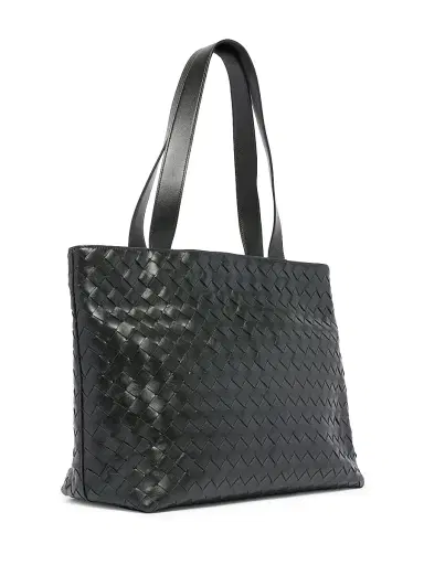 Bottega Veneta Men's Intrecciato Zipped Tote Bag - Dark Green Silver | Thumbnail 4
