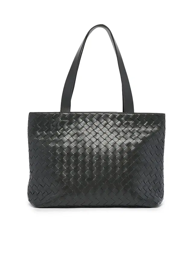 Bottega Veneta Men's  Intrecciato Zipped Tote Bag - Dark Green Silver