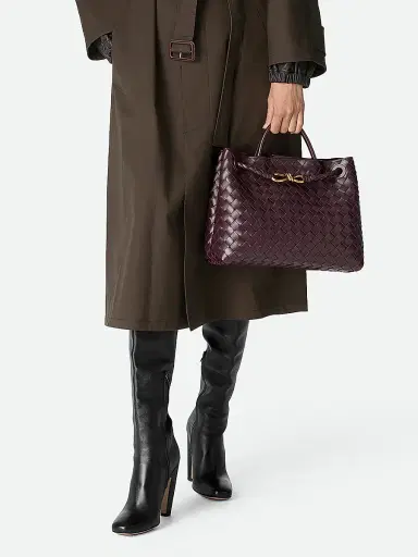Bottega Veneta Women's Andiamo Medium Intrecciato Leather Top-Handle Bag - Dark Barolo | Thumbnail 3