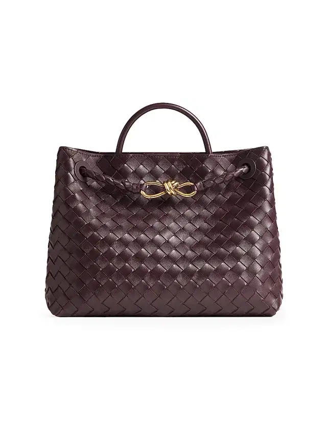 Bottega Veneta Women's Andiamo  Intrecciato Leather Top-Handle Bag - Dark Barolo