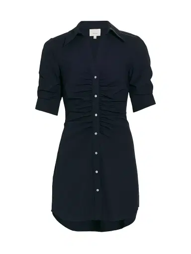 Cinq à Sept Women's Elina Gathered Mini-Shirtdress - Navy - Size 16 | Thumbnail 1 Cinq à Sept Women's Elina Gathered Mini-Shirtdress - Navy - Size 16 | Thumbnail 1