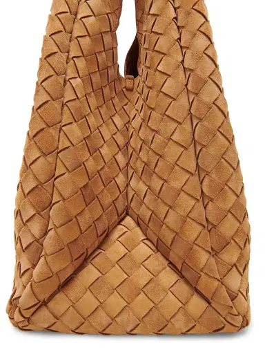 Bottega Veneta Women's Large Campana Intrecciato Suede Shoulder Bag - Amber Brass | Thumbnail 5