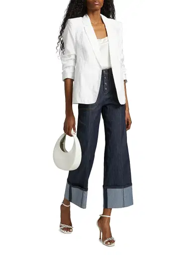 Cinq à Sept Women's Khloe Crinkled Blazer - White - Size 16 | Thumbnail 2 Cinq à Sept Women's Khloe Crinkled Blazer - White - Size 16 | Thumbnail 2
