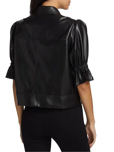 Cinq à Sept Women's Holly Faux Leather Puff-Sleeve Jacket | Thumbnail 5 Cinq à Sept Women's Holly Faux Leather Puff-Sleeve Jacket | Thumbnail 5