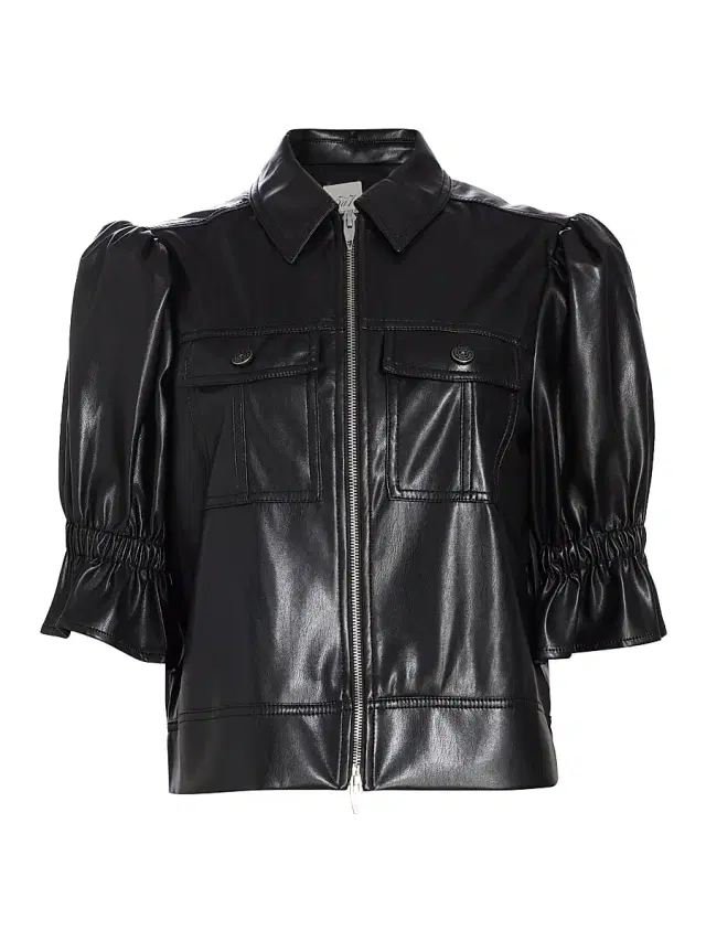 Cinq à Sept Women's Holly Faux Leather Puff-Sleeve Jacket - Black