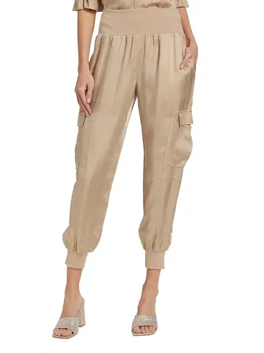 Cinq à Sept Women's Giles Twill Cargo Joggers - Khaki | Thumbnail 3