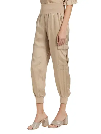Cinq à Sept Women's Giles Twill Cargo Joggers - Khaki | Thumbnail 4