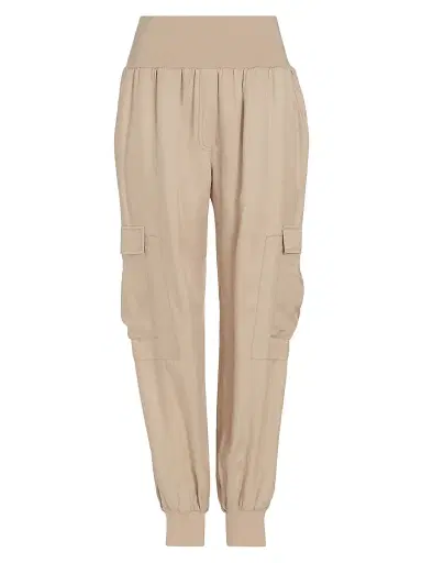 Cinq à Sept Women's Giles Twill Cargo Joggers - Khaki | Thumbnail 1