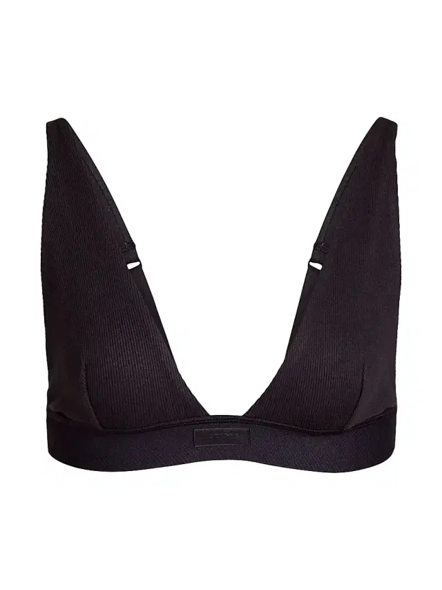 SKIMS Women's Cotton Rib Plunge Bralette - Soot