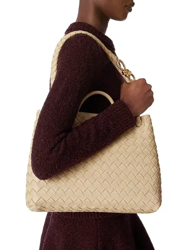 Bottega Veneta Women's Andiamo Medium Intrecciato Leather Top-Handle Bag - Tufo Muse Brass | Thumbnail 2 Bottega Veneta Women's Andiamo Medium Intrecciato Leather Top-Handle Bag - Tufo Muse Brass | Thumbnail 2