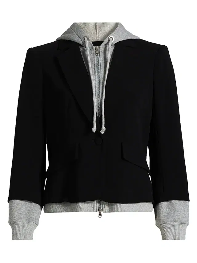 Women's Le Petit Khloe Zip-UpBlazer - Black Heather Grey