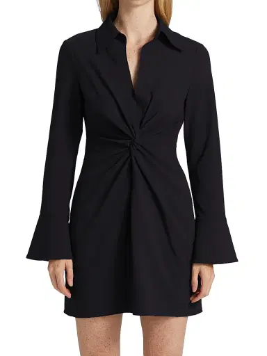 Cinq à Sept Women's McKenna Knot-Front Shirtdress - Black - Size 14 | Thumbnail 3 Cinq à Sept Women's McKenna Knot-Front Shirtdress - Black - Size 14 | Thumbnail 3