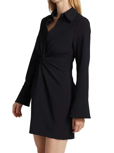Cinq à Sept Women's McKenna Knot-Front Shirtdress - Black - Size 14 | Thumbnail 4 Cinq à Sept Women's McKenna Knot-Front Shirtdress - Black - Size 14 | Thumbnail 4
