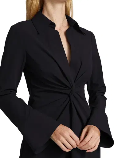 Cinq à Sept Women's McKenna Knot-Front Shirtdress - Black - Size 14 | Thumbnail 6 Cinq à Sept Women's McKenna Knot-Front Shirtdress - Black - Size 14 | Thumbnail 6