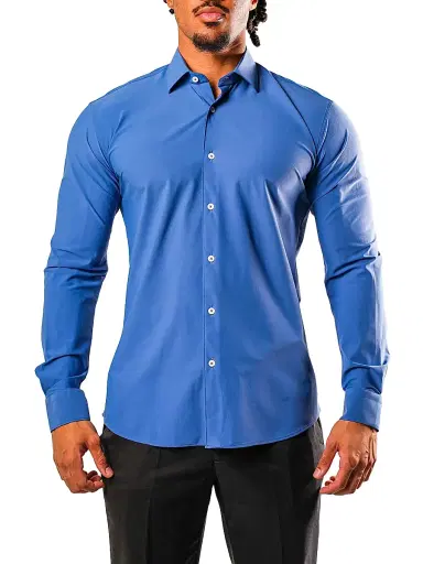 Maceoo Men's Fibonacci Stretch Euro Shirt - Blue | Thumbnail 2 Maceoo Men's Fibonacci Stretch Euro Shirt - Blue | Thumbnail 2