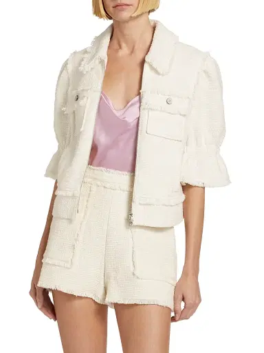 Cinq à Sept Women's Holly Short-Sleeve Boucle Jacket | Thumbnail 3 Cinq à Sept Women's Holly Short-Sleeve Boucle Jacket | Thumbnail 3