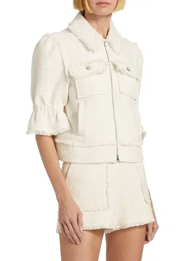 Cinq à Sept Women's Holly Short-Sleeve Boucle Jacket | Thumbnail 4 Cinq à Sept Women's Holly Short-Sleeve Boucle Jacket | Thumbnail 4