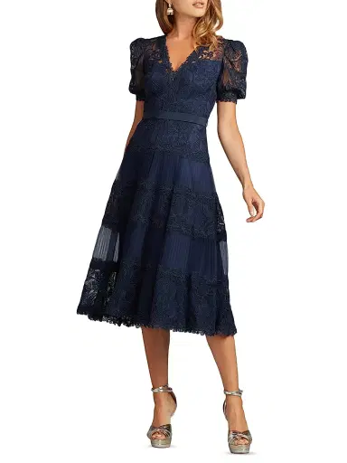 Tadashi Shoji Women's Corded Lace V-Neck Midi-Dress | Thumbnail 2