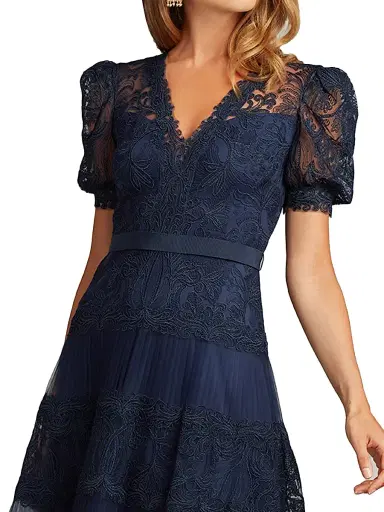 Tadashi Shoji Women's Corded Lace V-Neck Midi-Dress | Thumbnail 3