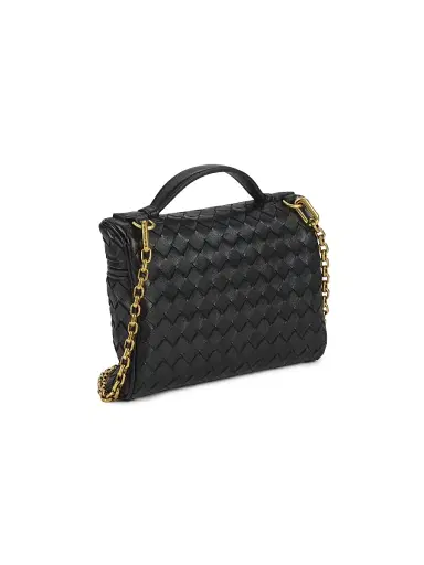 Bottega Veneta Women's Small Intrecciato Leather Vanity Case - Black Brass | Thumbnail 4