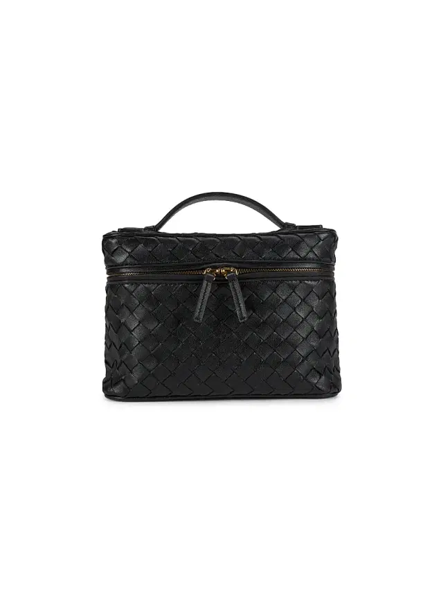 Bottega Veneta Women's  Intrecciato Leather Vanity Case - Black Brass