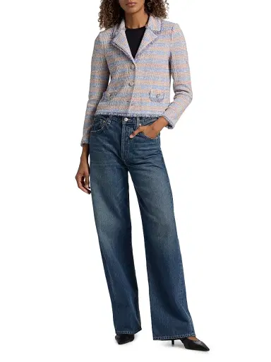 Misook Women's Striped Knit Jacket - Tranquil Blue White Black - Size XXL | Thumbnail 2 Misook Women's Striped Knit Jacket - Tranquil Blue White Black - Size XXL | Thumbnail 2