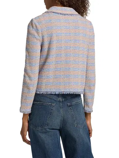 Misook Women's Striped Knit Jacket - Tranquil Blue White Black - Size XXL | Thumbnail 5 Misook Women's Striped Knit Jacket - Tranquil Blue White Black - Size XXL | Thumbnail 5
