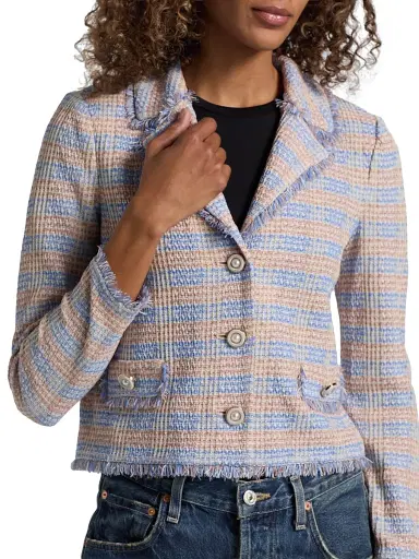 Misook Women's Striped Knit Jacket - Tranquil Blue White Black - Size XXL | Thumbnail 6 Misook Women's Striped Knit Jacket - Tranquil Blue White Black - Size XXL | Thumbnail 6