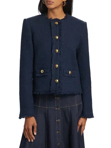 Cinq à Sept Women's Christie Cotton Tweed Jacket - Navy - Size 16 | Thumbnail 3 Cinq à Sept Women's Christie Cotton Tweed Jacket - Navy - Size 16 | Thumbnail 3