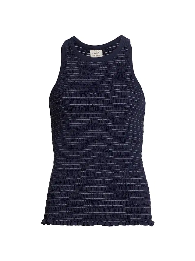 Cinq à Sept Women's Fawn Smocked Top - Navy White