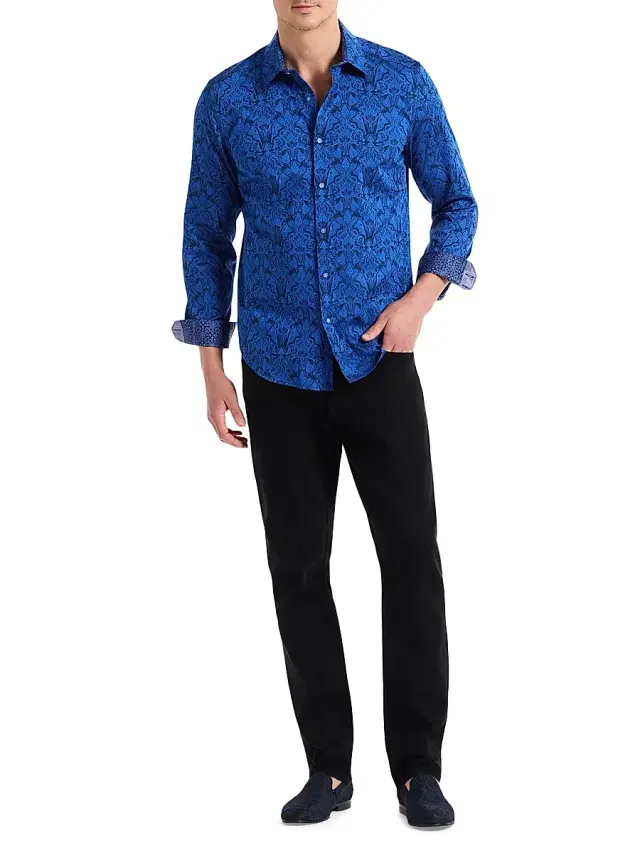 Robert Graham Men's Highland Woven Shirt - Navy