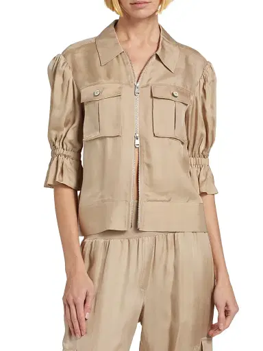 Cinq à Sept Women's Holly Puff-Sleeve Utility Jacket | Thumbnail 3 Cinq à Sept Women's Holly Puff-Sleeve Utility Jacket | Thumbnail 3