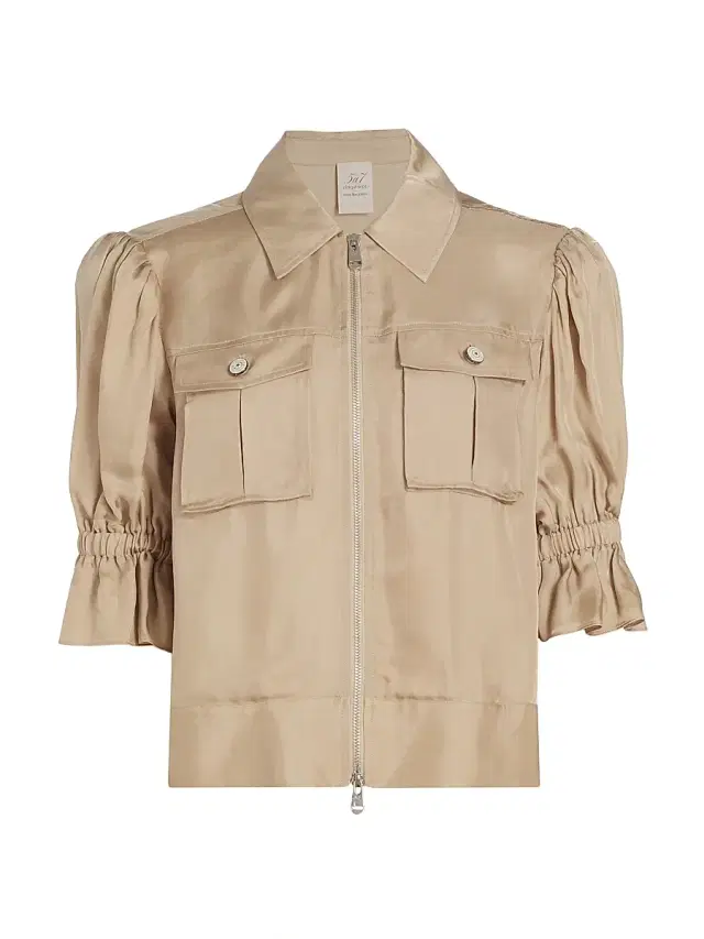 Cinq à Sept Women's Holly Puff-Sleeve Utility Jacket - Khaki
