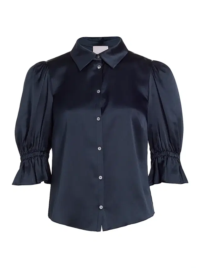 Cinq à Sept Women's Fiona Silk Puff-Sleeve Blouse - Navy