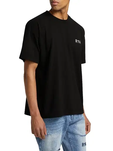 RTA Men's Colin Chest Logo T-Shirt - Black Chest Logo | Thumbnail 4