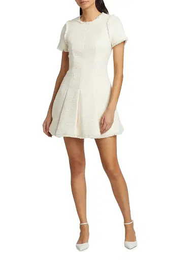 Cinq à Sept Women's Nova Cotton Tweed Minidress - Gardenia - Size 14 | Thumbnail 2
