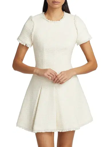 Cinq à Sept Women's Nova Cotton Tweed Minidress - Gardenia - Size 14 | Thumbnail 3