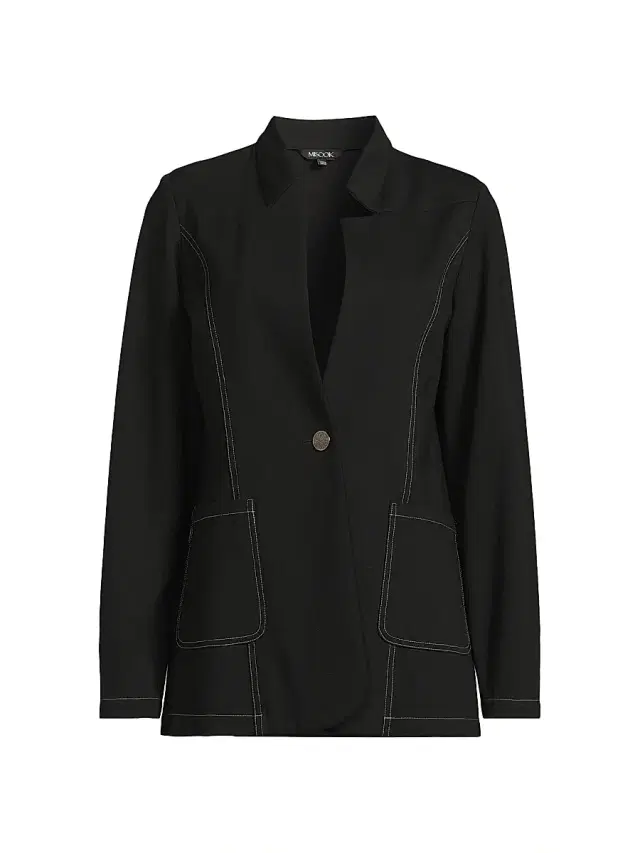 Misook Women's Tailored Ponte One-Button Blazer - Black White