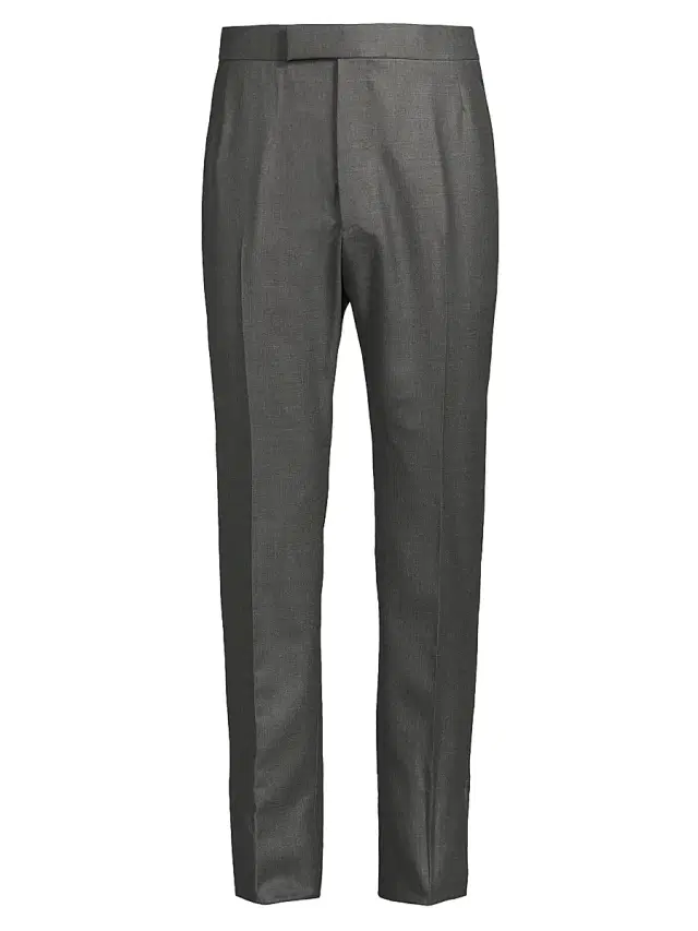 Men's Fit 1 Back-Strap Wool Twill Trousers - Grey