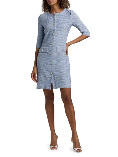 Misook Women's Tweed Knit Sheath Knee-Length Dress - Powder Blue Aegean Biscotti - Size XXL | Thumbnail 2 Misook Women's Tweed Knit Sheath Knee-Length Dress - Powder Blue Aegean Biscotti - Size XXL | Thumbnail 2