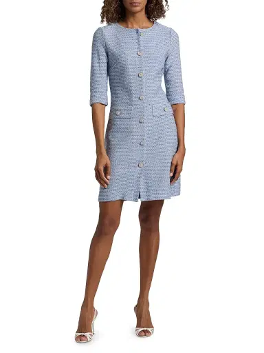 Misook Women's Tweed Knit Sheath Knee-Length Dress - Powder Blue Aegean Biscotti - Size XXL | Thumbnail 3 Misook Women's Tweed Knit Sheath Knee-Length Dress - Powder Blue Aegean Biscotti - Size XXL | Thumbnail 3
