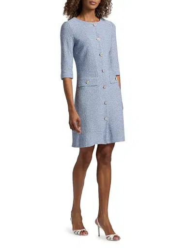 Misook Women's Tweed Knit Sheath Knee-Length Dress - Powder Blue Aegean Biscotti - Size XXL | Thumbnail 4 Misook Women's Tweed Knit Sheath Knee-Length Dress - Powder Blue Aegean Biscotti - Size XXL | Thumbnail 4