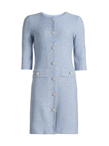 Misook Women's Tweed Knit Sheath Knee-Length Dress - Powder Blue Aegean Biscotti - Size XXL | Thumbnail 1 Misook Women's Tweed Knit Sheath Knee-Length Dress - Powder Blue Aegean Biscotti - Size XXL | Thumbnail 1