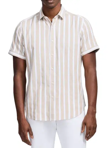 Robert Graham Men's Preston Striped Short-Sleeve Shirt - Khaki - Size XXL | Thumbnail 3 Robert Graham Men's Preston Striped Short-Sleeve Shirt - Khaki - Size XXL | Thumbnail 3