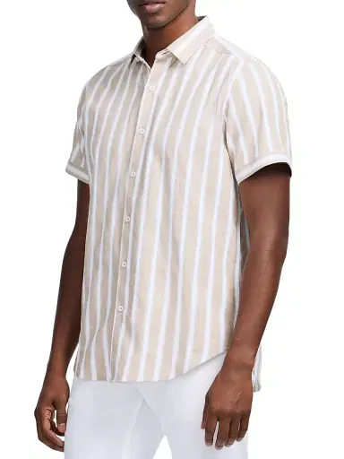 Robert Graham Men's Preston Striped Short-Sleeve Shirt - Khaki - Size XXL | Thumbnail 4 Robert Graham Men's Preston Striped Short-Sleeve Shirt - Khaki - Size XXL | Thumbnail 4