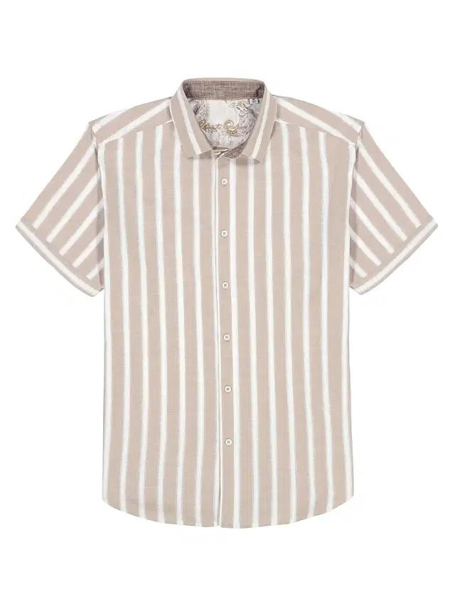 Robert Graham Men's Preston Striped Short-Sleeve Shirt - Khaki